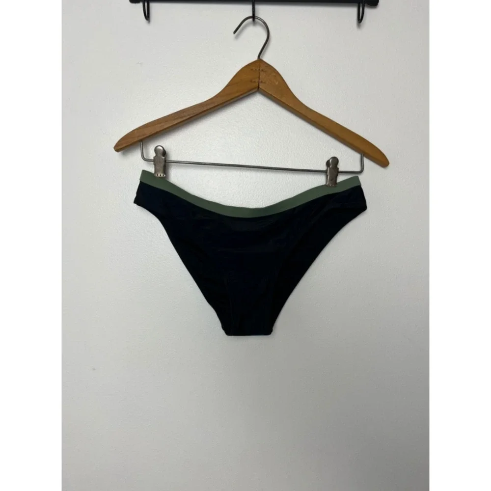 NWT Cupshe Bikini Bottom Black Olive Green Low Rise Swimwear CAA12B4B078RA Small